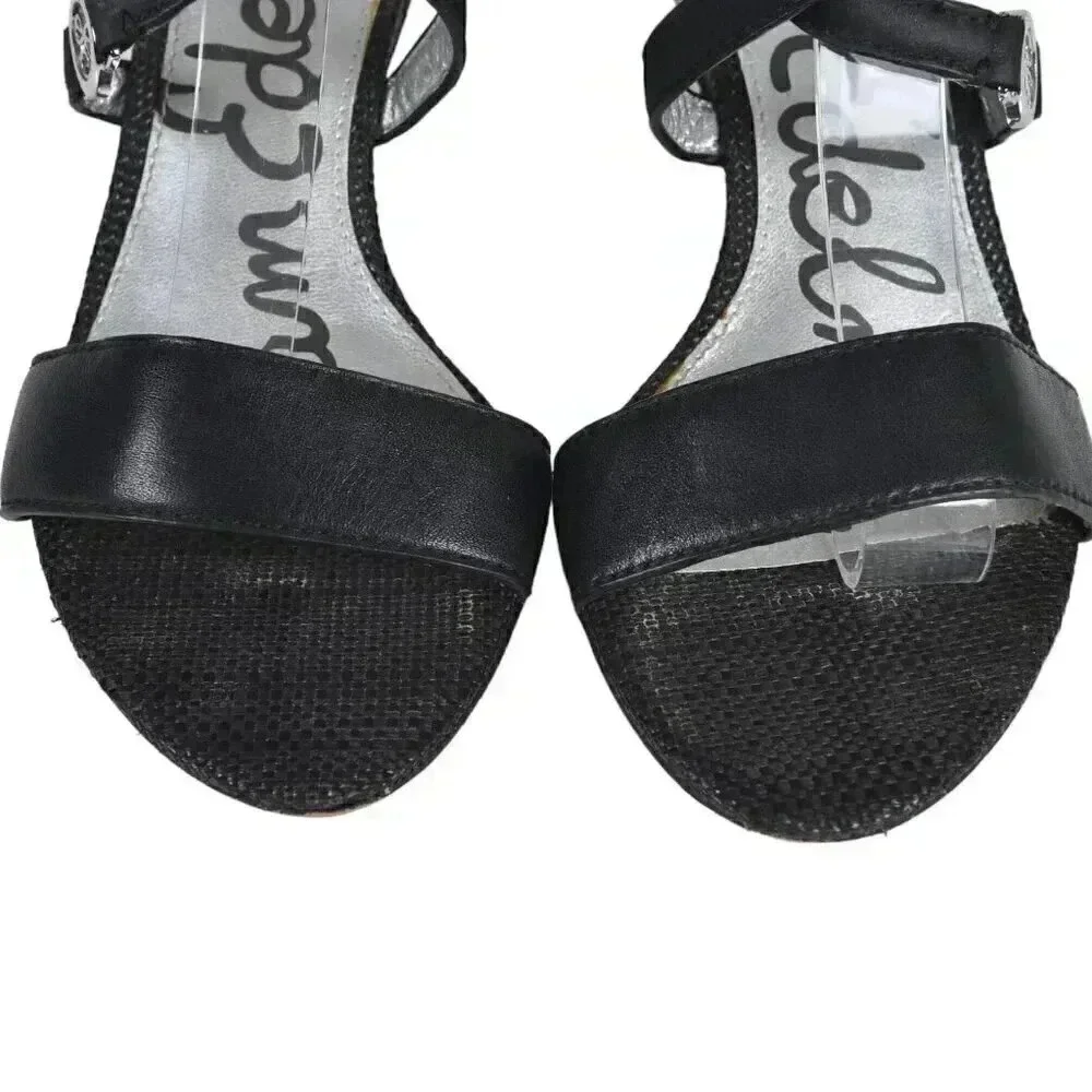 Sam Edelman Leather Wedge Sandal Heel  Black Size 6 - Picture 5 of 14